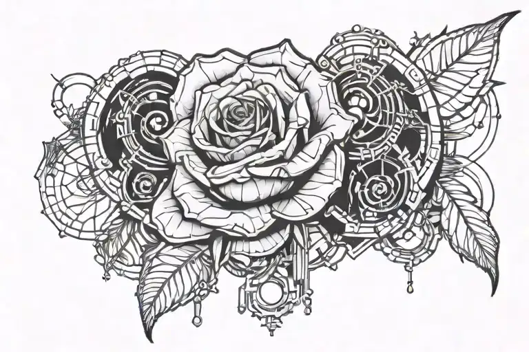 Rose With Rosary Intertwined