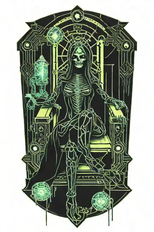 Holy Death Sitting On Her Throne