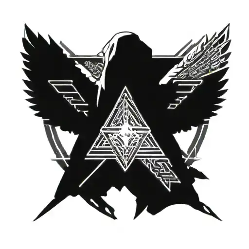 Symmetrical Black And White Hooded Angel