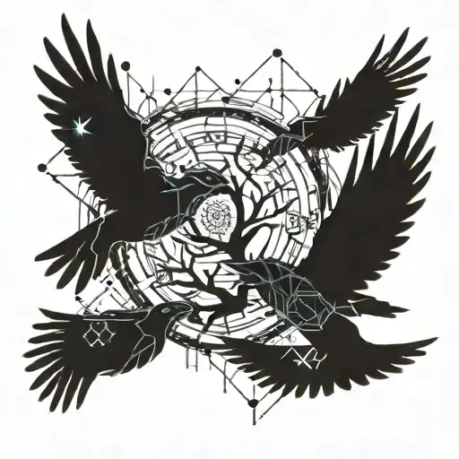 Tree Flying Birds Flying Away