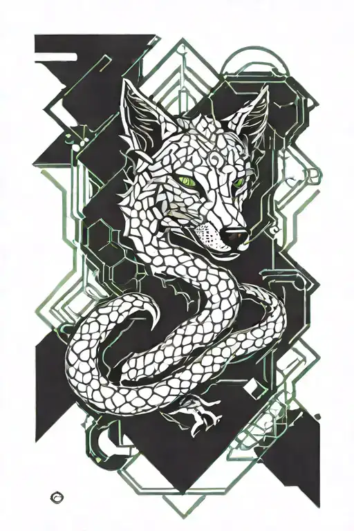 Wolf And Snake Intertwined