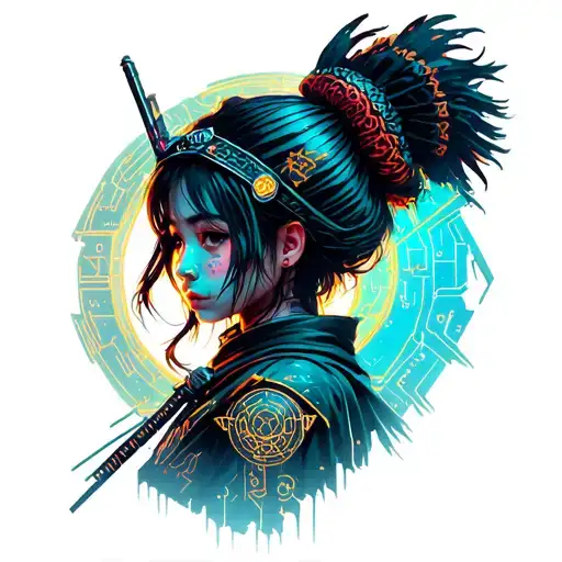 Cyberpunk Style Samurai Girl