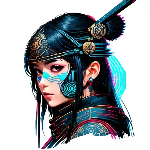Cyberpunk Style Samurai Girl