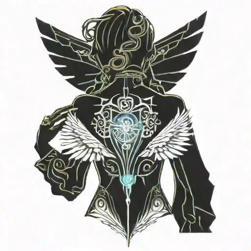 Feminine Back Tattoo Sweet Little Guardian Angel Fairies