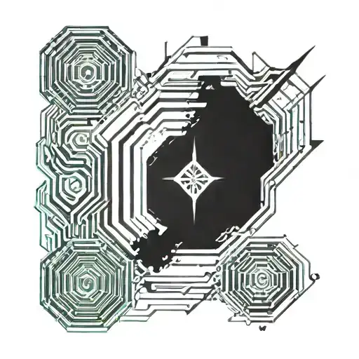 Symetrical Lines Cyberpunk Full Back Tattoo Black Only