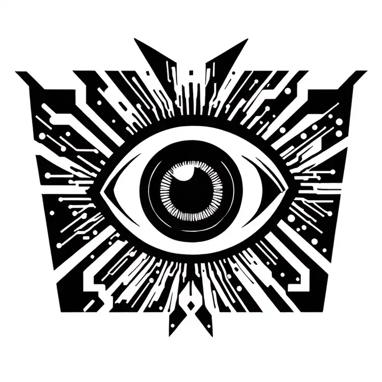 Men Evil Eye Chest Tattoo On Left Side