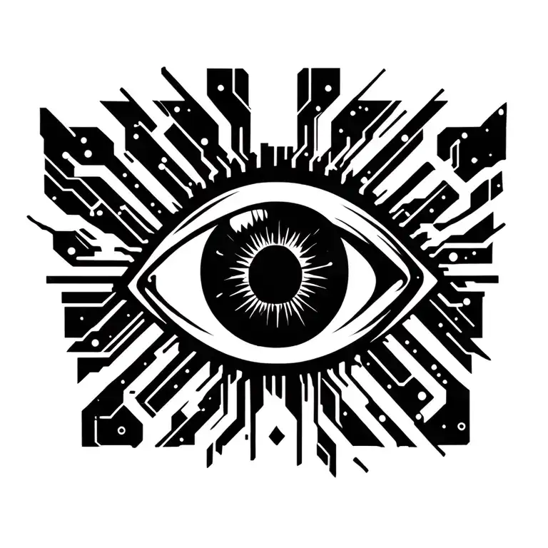 Men Evil Eye Chest Tattoo On Left Side