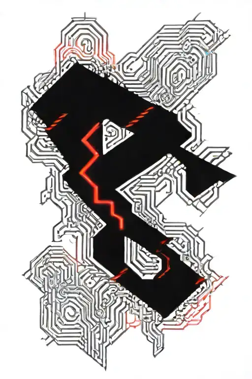 Black Background Red Lightning Strikes