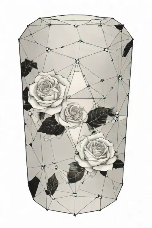 Tesseract With Roses And Stars Around It