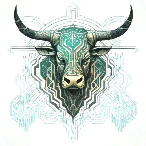 Taurus Bull Charging Bull With Spears Growing Like