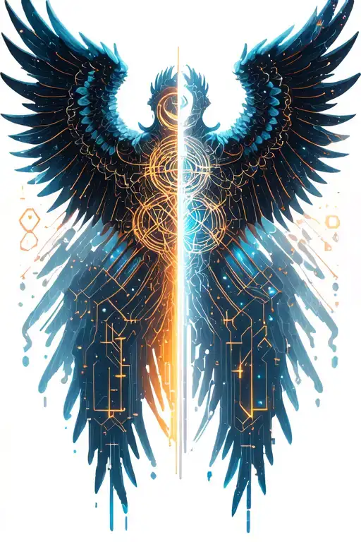 Angel And Demon Wings Spread Wide Half Angel Half