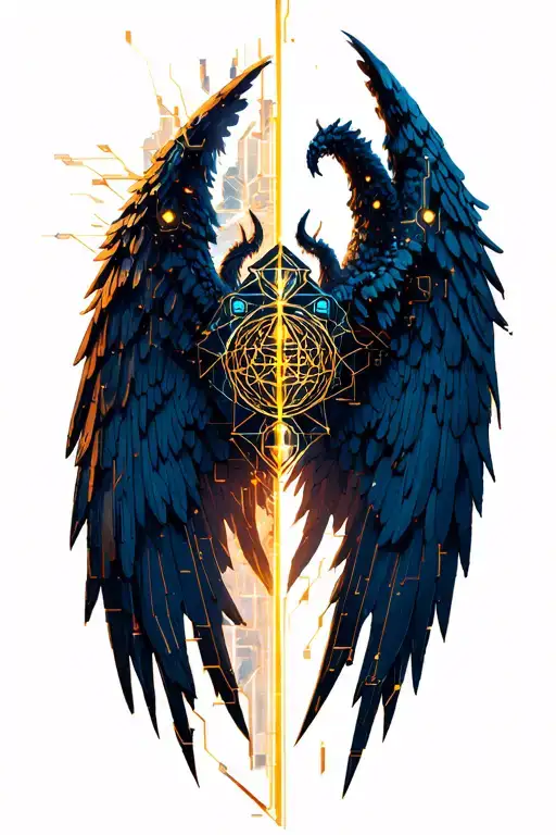 Angel And Demon Wings Spread Wide Half Angel Half