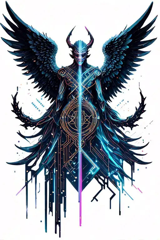 Angel And Demon Wings Spread Wide Half Angel Half