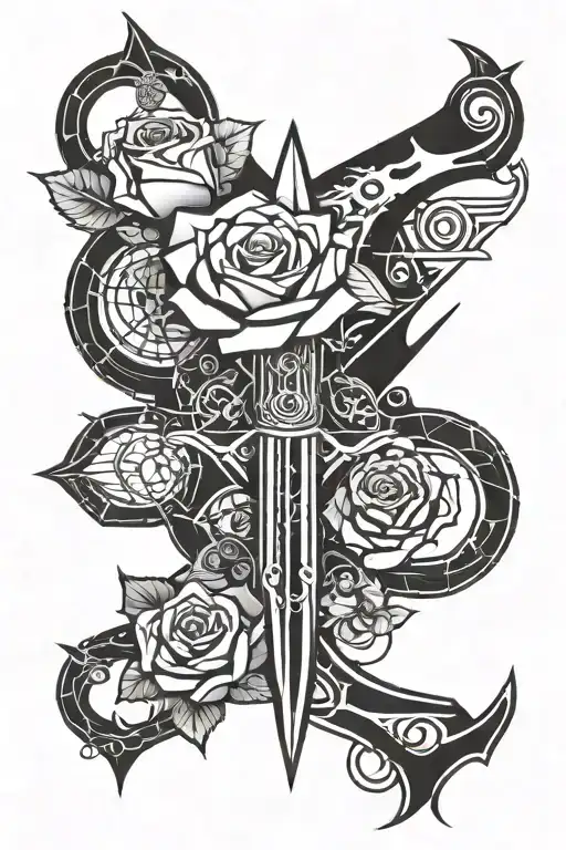 S Curve Dagger And Roses