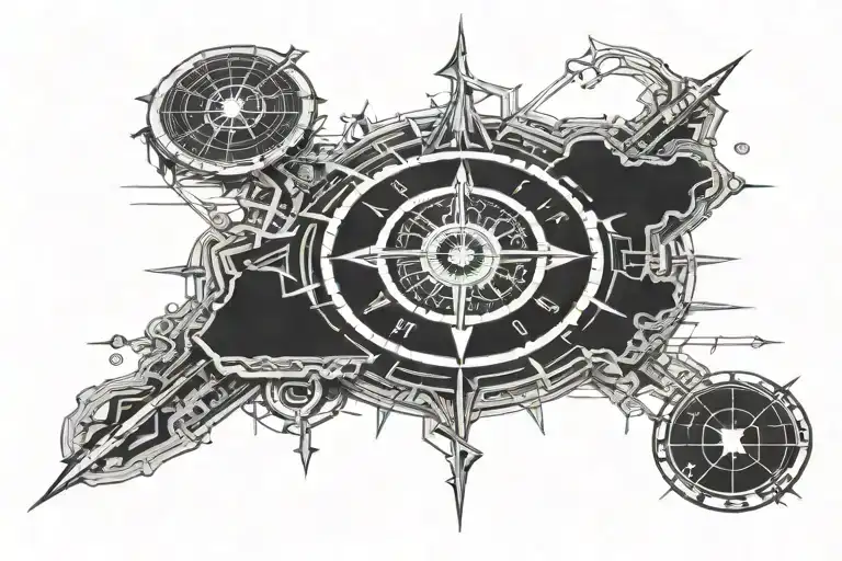 Detailed Compass Surrounded By A Map