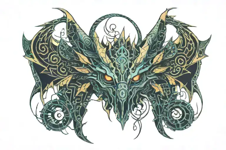 Dragon Head With Wings Spread Wide