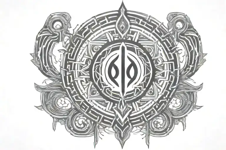 Khanda Sikh Symbol With Cyber Markings Wrapped Around It