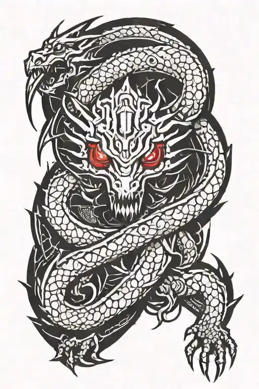 Red Cybernetic Dragon Wrapped