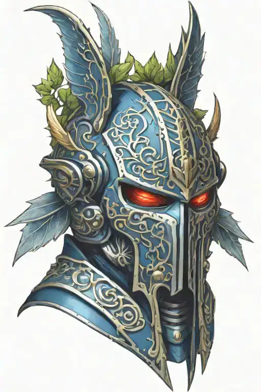 Warhammer 40K Night Lords Ornate Power Armour Helmet With Bat Wings Coiled With Vines And Roses
