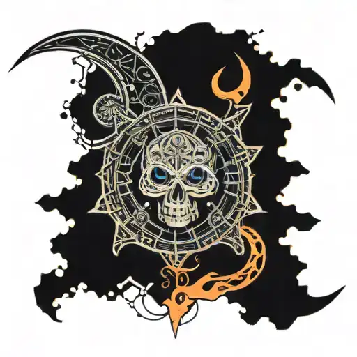 Moon With Flame And Demon