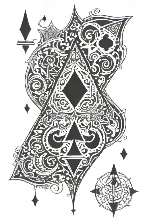 Ace Spade Black And White Tattoo Stencil