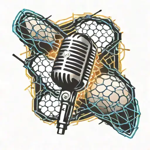A Hip Hop Microphone With A Volleyball Net Design In The Background