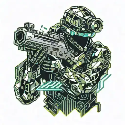 Soldier Standing Gun Made