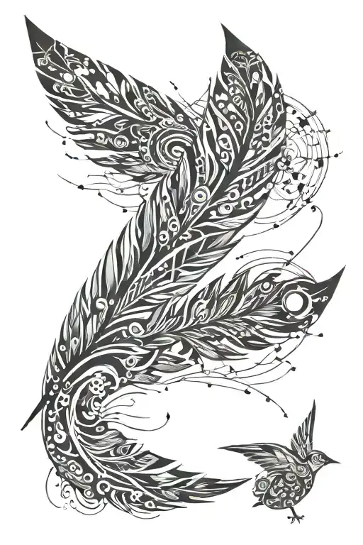 Feather That Turns Into Birds Flying Away