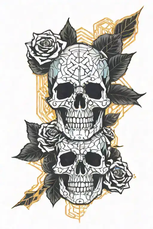 Skull And Roses Entwined