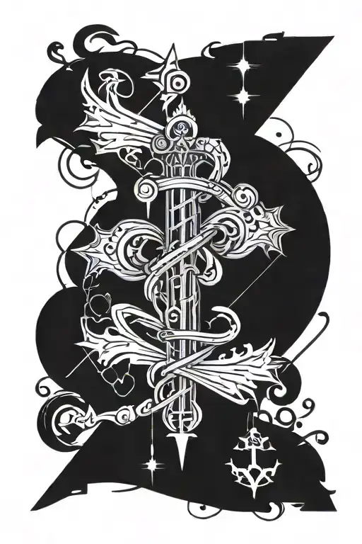 Dark Gothic Nurses Caduceus Staff Symbol Tattoo Design