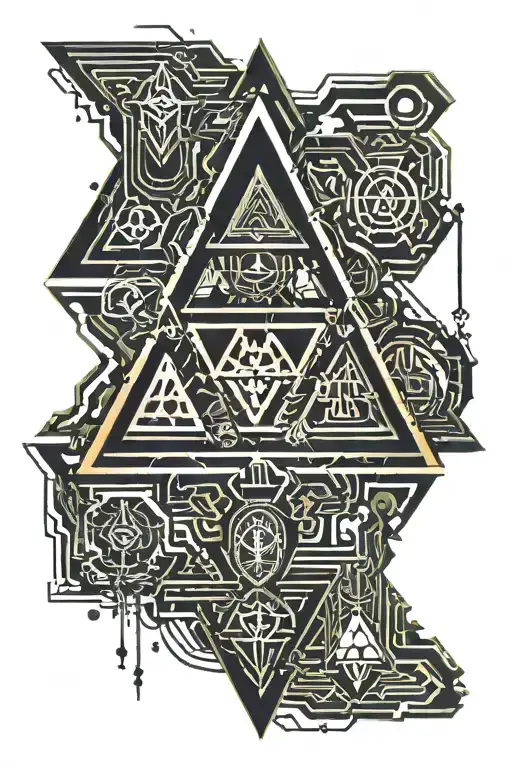 Triforce Symbol With Halflife Lamba Symbol