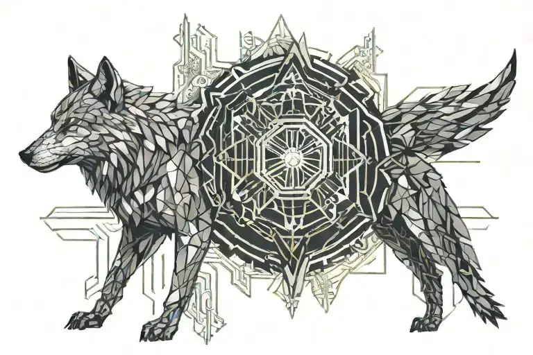 Wolf And Nude Woman Posing