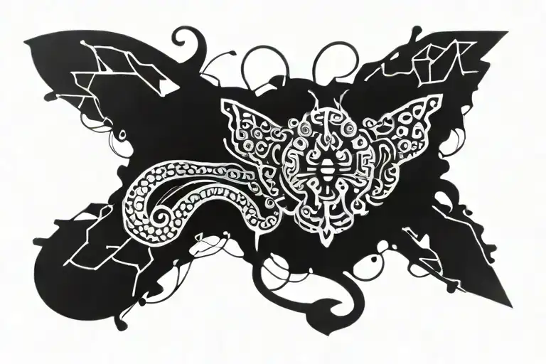 Butterfly With Snake Heads As Wings Spread