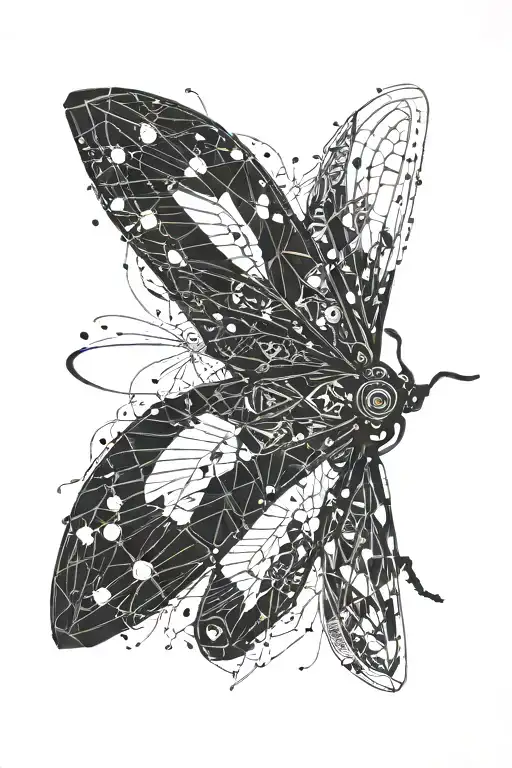 Black Moth Glitching Away On One Side Into Particles