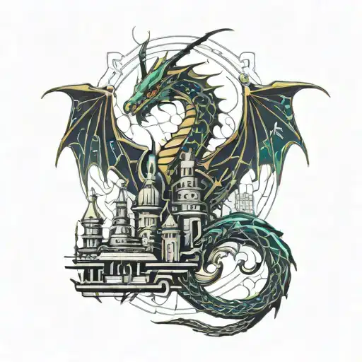 A Dragon Carrying A City On Its Spine