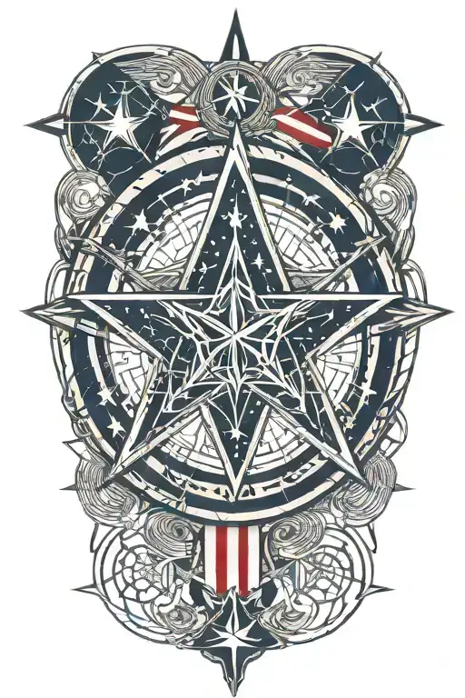 Navy Nautical Star With American Flag
