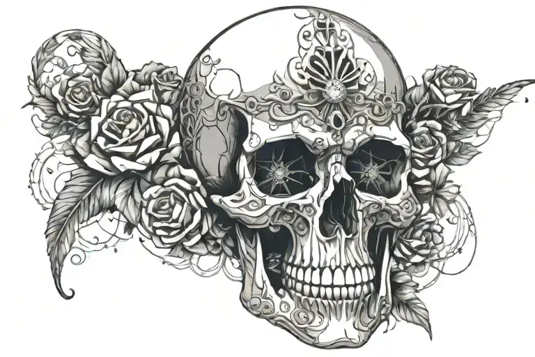 A Skull With Flowers Wrapped