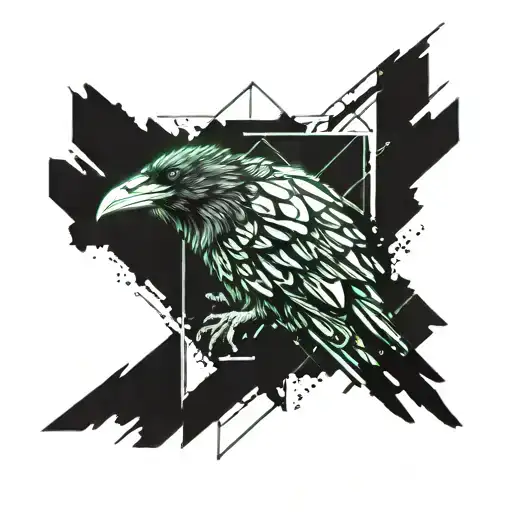 Raven Transforming From Broken Glass