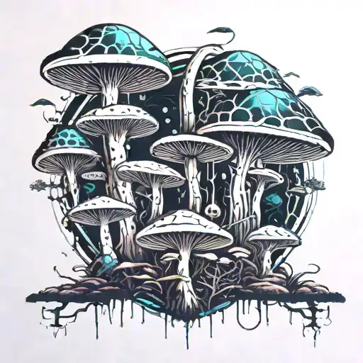 Mushrooms And Fungi In A Forest