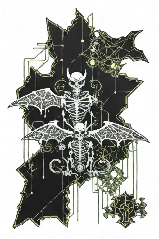 Skeletons Of Bat Hanging