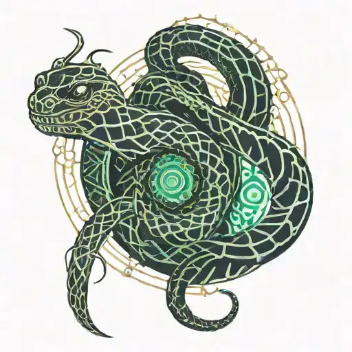 Asian Brushstroke Snake Spiral Wrap Forearm