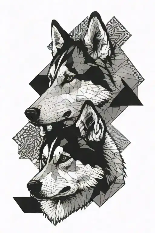 3 Husky Face With Geometric