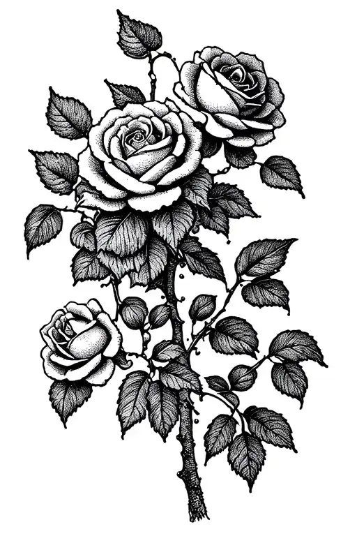 Vine Bush With Some Roses Peeking Out