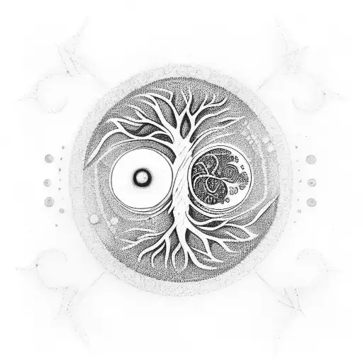 Mix Tree Of Life And Ying-yang