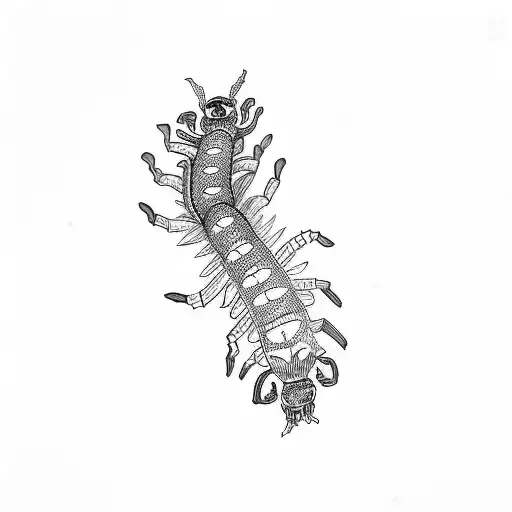 A Group Of Skulls On A Centipede