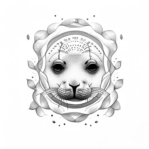 Seal Swimming With A Female Figure