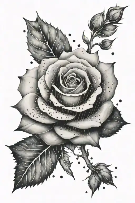 A Watercolor Geometric Rose For Back