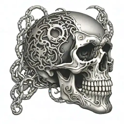 Interlocking Chains Forming The Shape Of A Skull