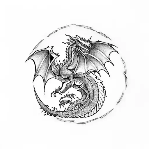 Dragon On Top Of Castle