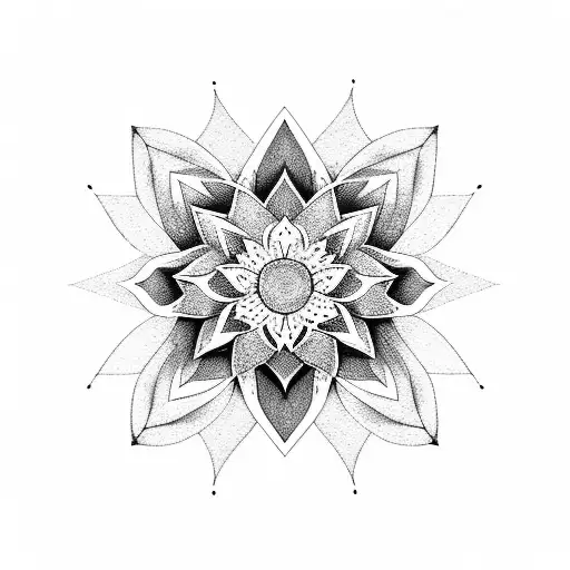 Geometric Lotus For Back Of Neck And Shoulder